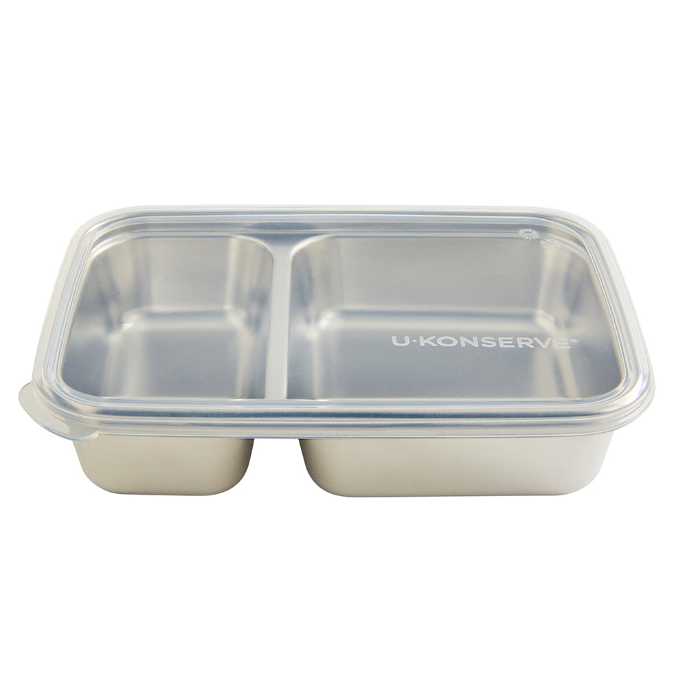 2 Compartment Divided Rectangle Food Storage Container 828ml/28oz