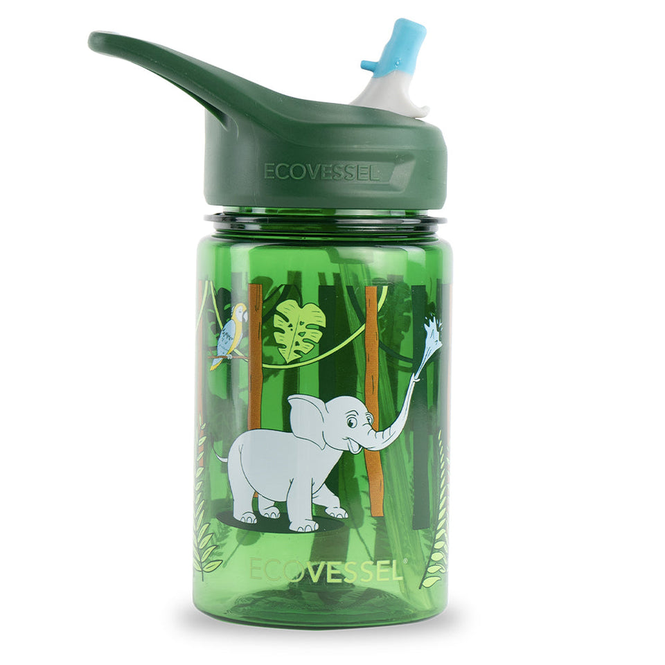 The SPLASH - BPA Free Kids Water Bottle w- Straw - 355ml (2022 colours) - Jungle