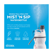 O2COOL Mist 'N Sip Insulated Misting Water Bottle 590ml - 2 Pack