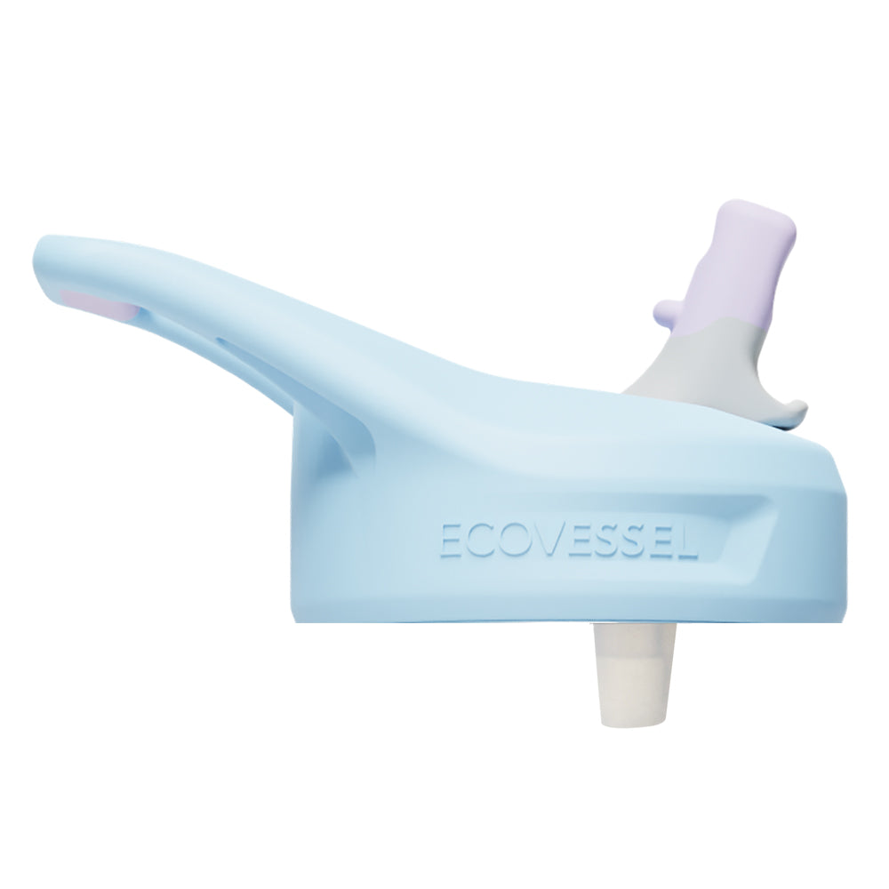 Adult & Kids Straw Lids - Light Blue with Purple Spout