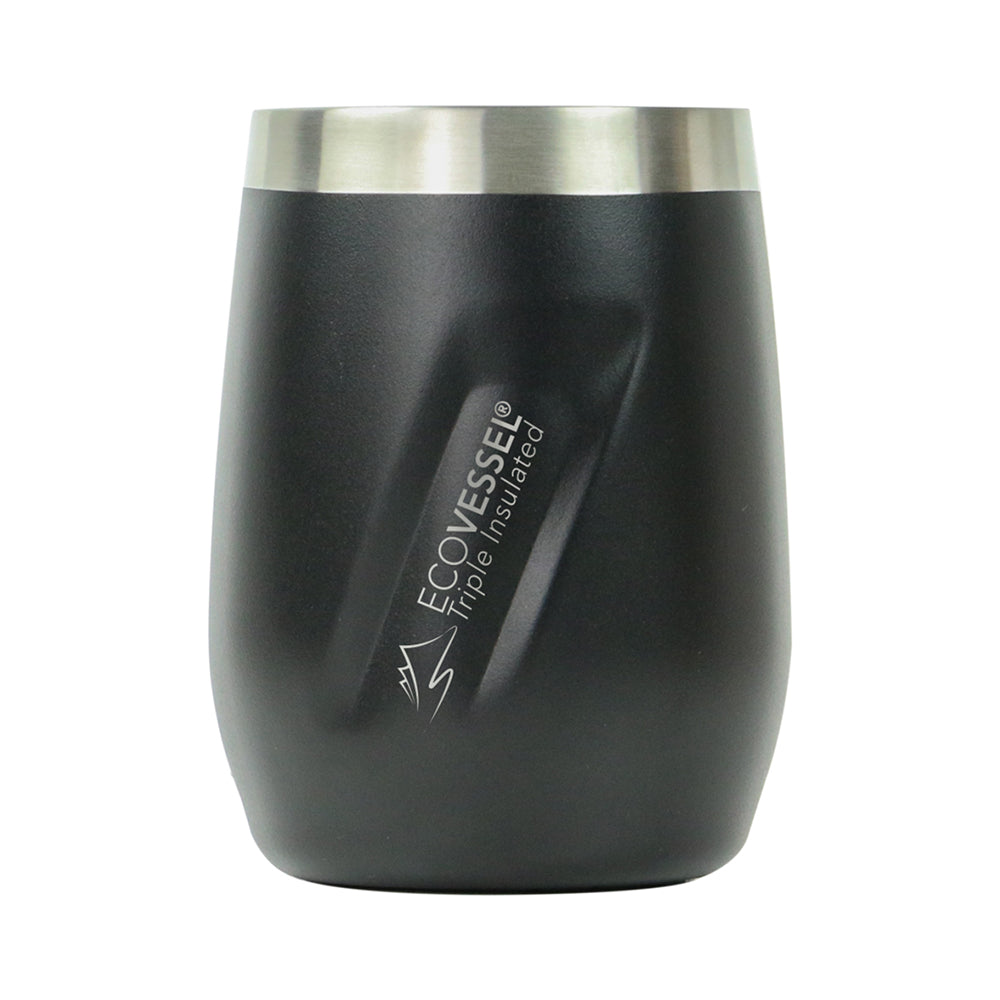 The PORT - Insulated Stainless Steel Wine & Whiskey Tumbler - 296ml (Older Style Lid) - Black Shadow