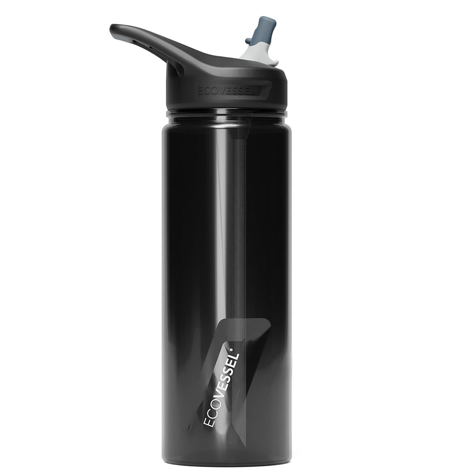 The TRITAN - BPA Free Sports Water Bottle w- Straw - 700ml - Black Shadow